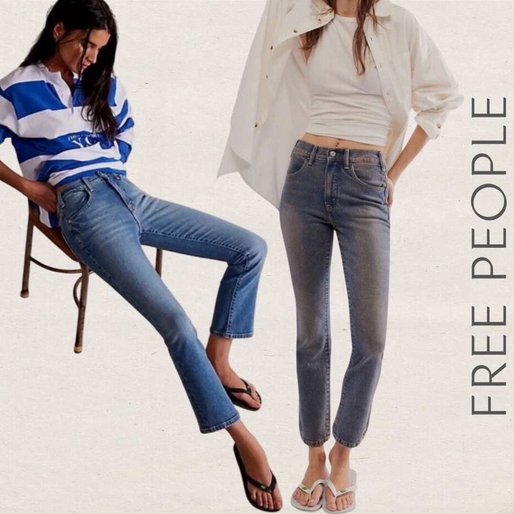 We The Free by Free People Low Maintenance Mid Rise Crop Boot Medium Wash 6/28 M
